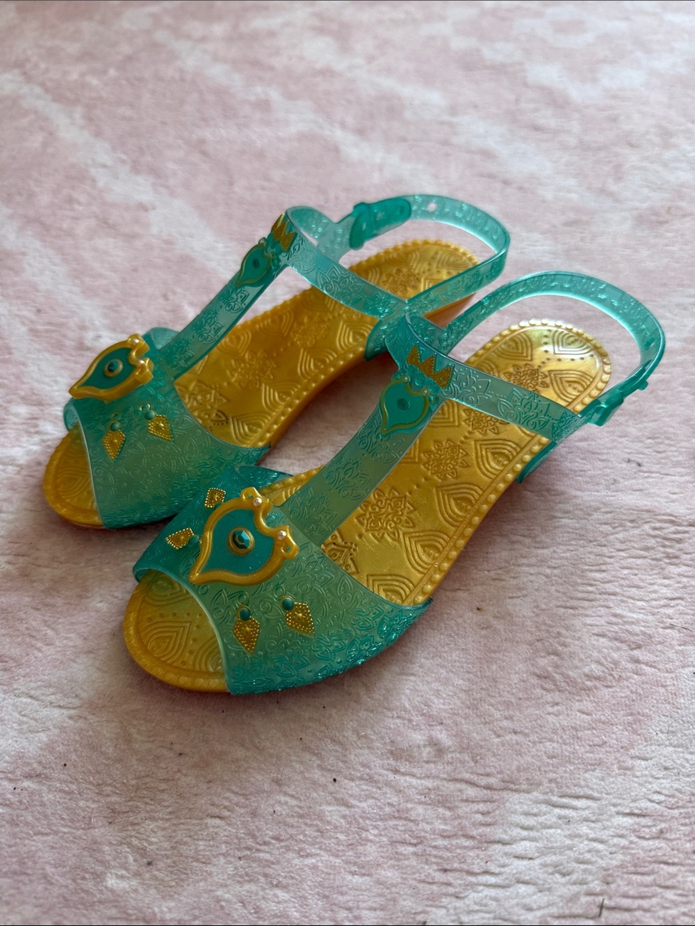 👑 Disney Princess Jasmine Plastic Play Dress Up Heels Gold & Aqua
